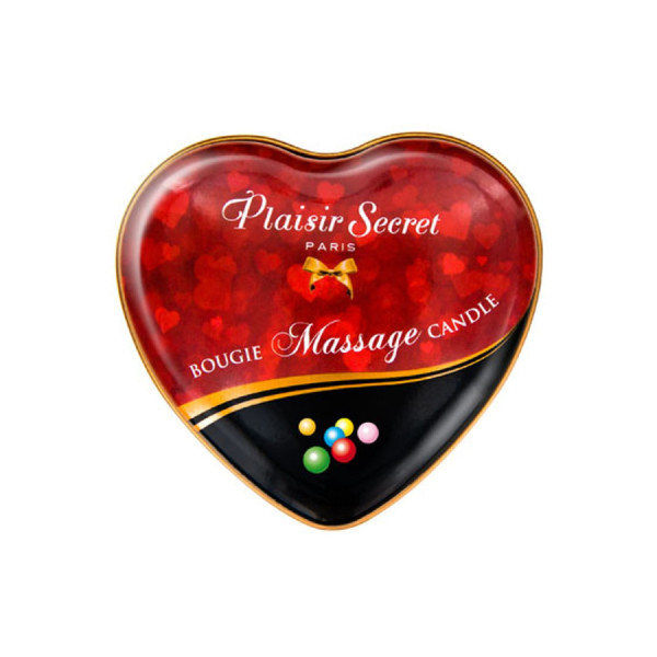 Mini bougie de massage bubble gum boîte coeur 35ml 